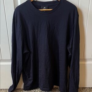 H&M Men's Dark Navy Long Sleeve Tee